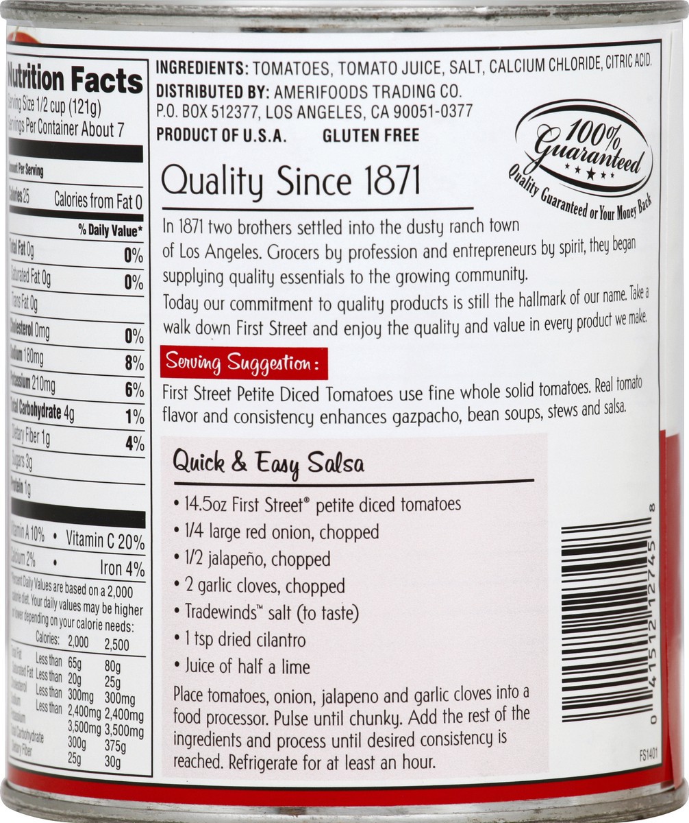 slide 6 of 6, First Street Petite Diced Tomatoes, 28 oz