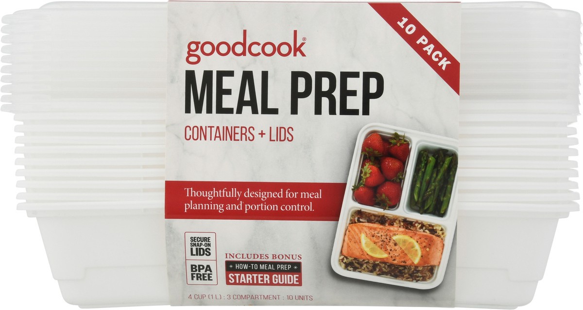 slide 2 of 12, Good Cook 10 Pack Meal Prep Containers + Lids 10 ea, 10 ct