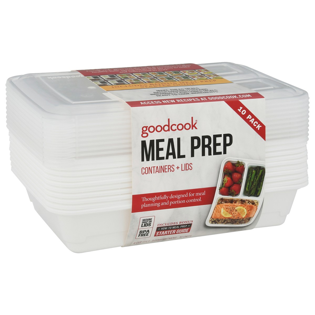 slide 5 of 12, Good Cook 10 Pack Meal Prep Containers + Lids 10 ea, 10 ct