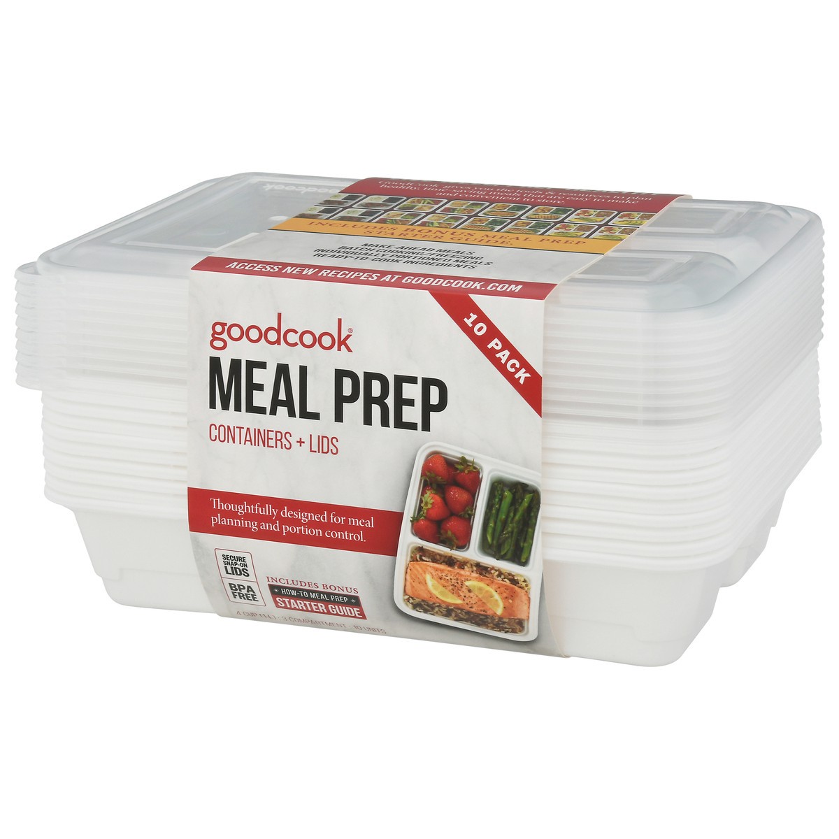 slide 4 of 12, Good Cook 10 Pack Meal Prep Containers + Lids 10 ea, 10 ct