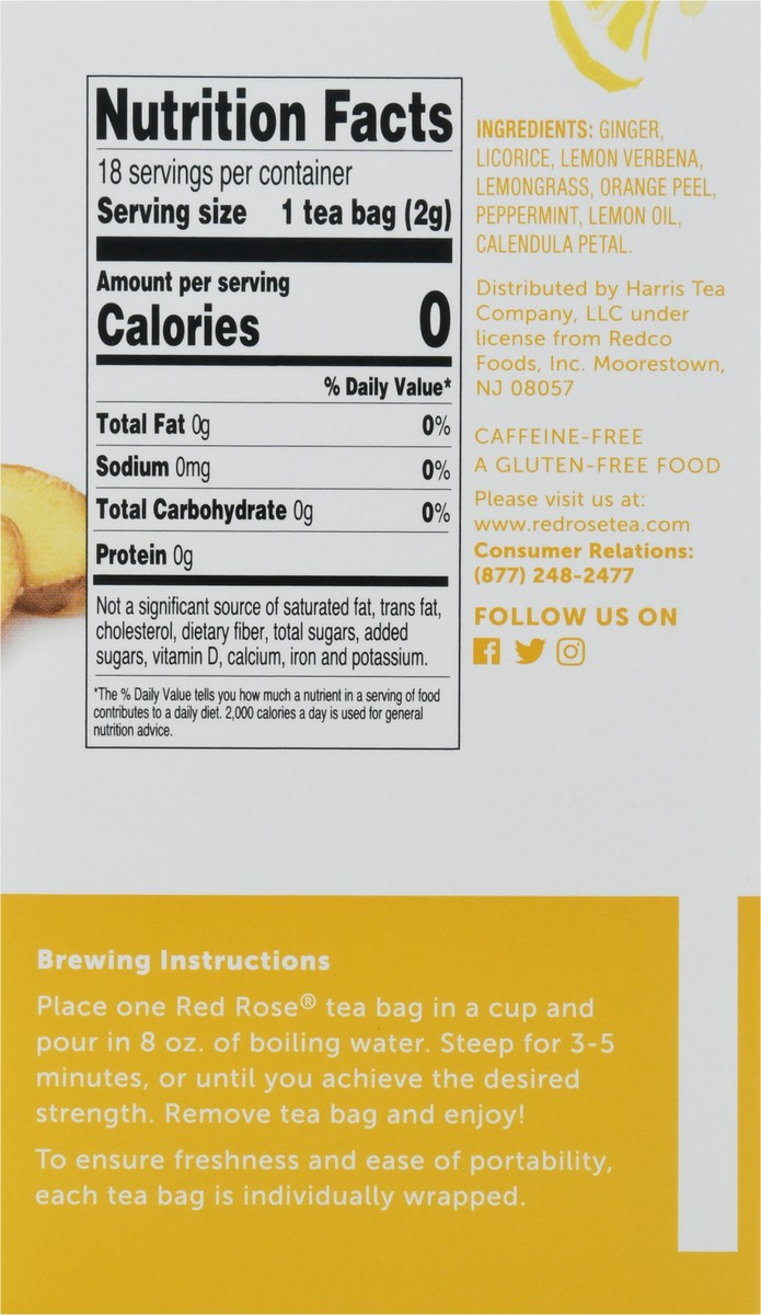 slide 7 of 13, Red Rose Tea Daily Comfort Ginger Lemon Herbal Tea 18 Tea Bags - 18 ct, 18 ct