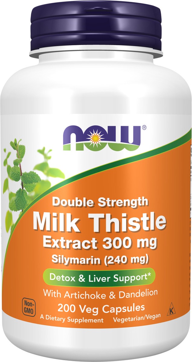 slide 2 of 2, NOW Milk Thistle Extract, Double Strength 300 mg - 200 Veg Capsules, 200 ct