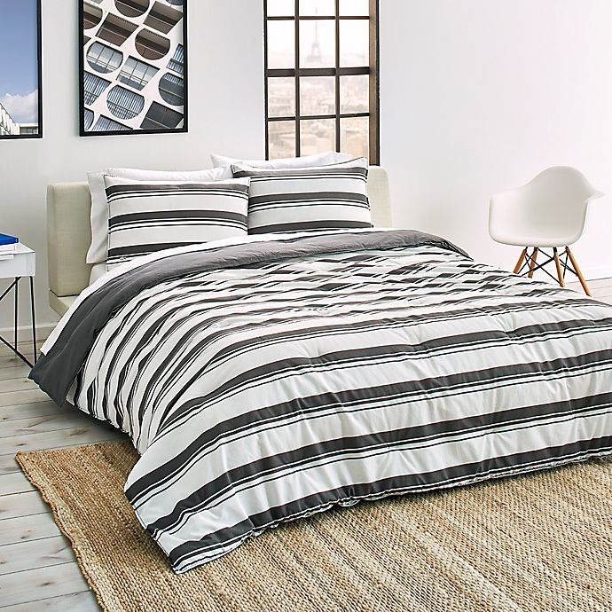 slide 1 of 7, Lacoste Gradient Stripe Reversible Twin/Twin XL Comforter Set - Ivory, 1 ct