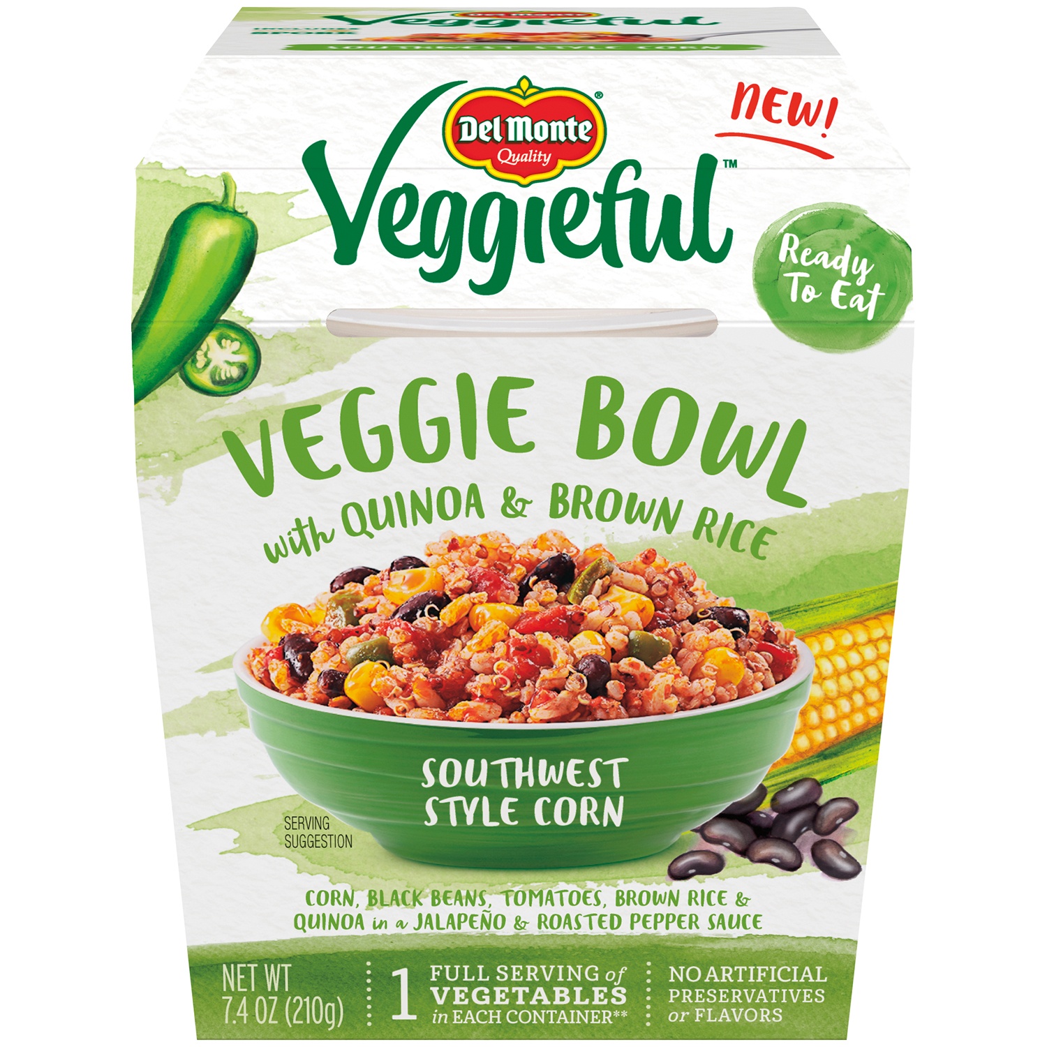 slide 1 of 1, Veggieful Southwest Style Corn Veggie Bowl with Quinoa & Brown Rice, 7.4 oz