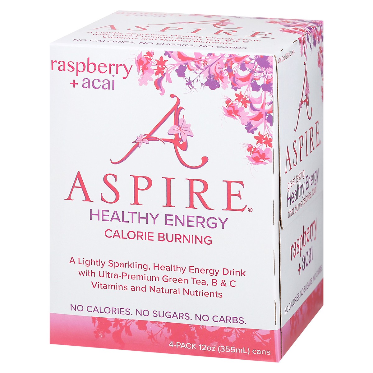 slide 9 of 14, Aspire Healthy Raspberry + Acai Energy Drink 4 - 12 fl oz Cans, 4 ct