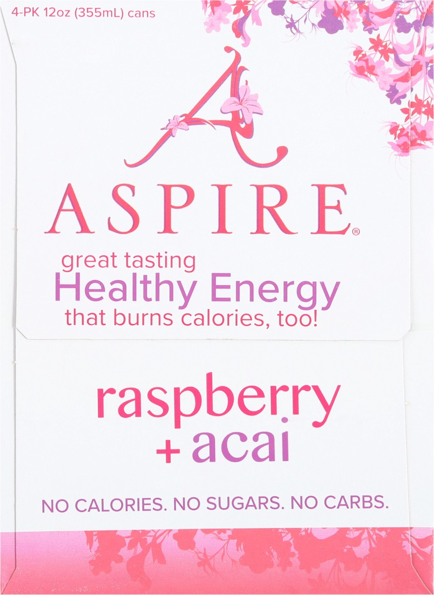 slide 11 of 14, Aspire Healthy Raspberry + Acai Energy Drink 4 - 12 fl oz Cans, 4 ct