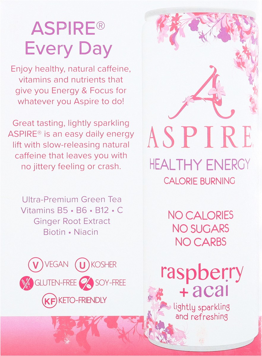 slide 7 of 14, Aspire Healthy Raspberry + Acai Energy Drink 4 - 12 fl oz Cans, 4 ct