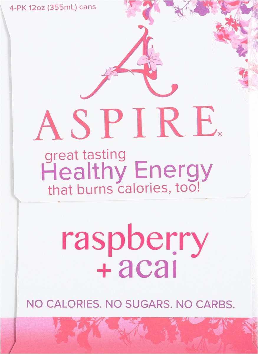 slide 3 of 14, Aspire Healthy Raspberry + Acai Energy Drink 4 - 12 fl oz Cans, 4 ct