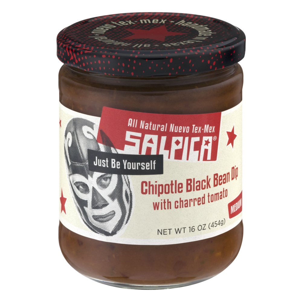 slide 1 of 1, Salpica Just Be Yourself Chipotle Black Bean Dip With Charred Tomato Medium, 16 oz