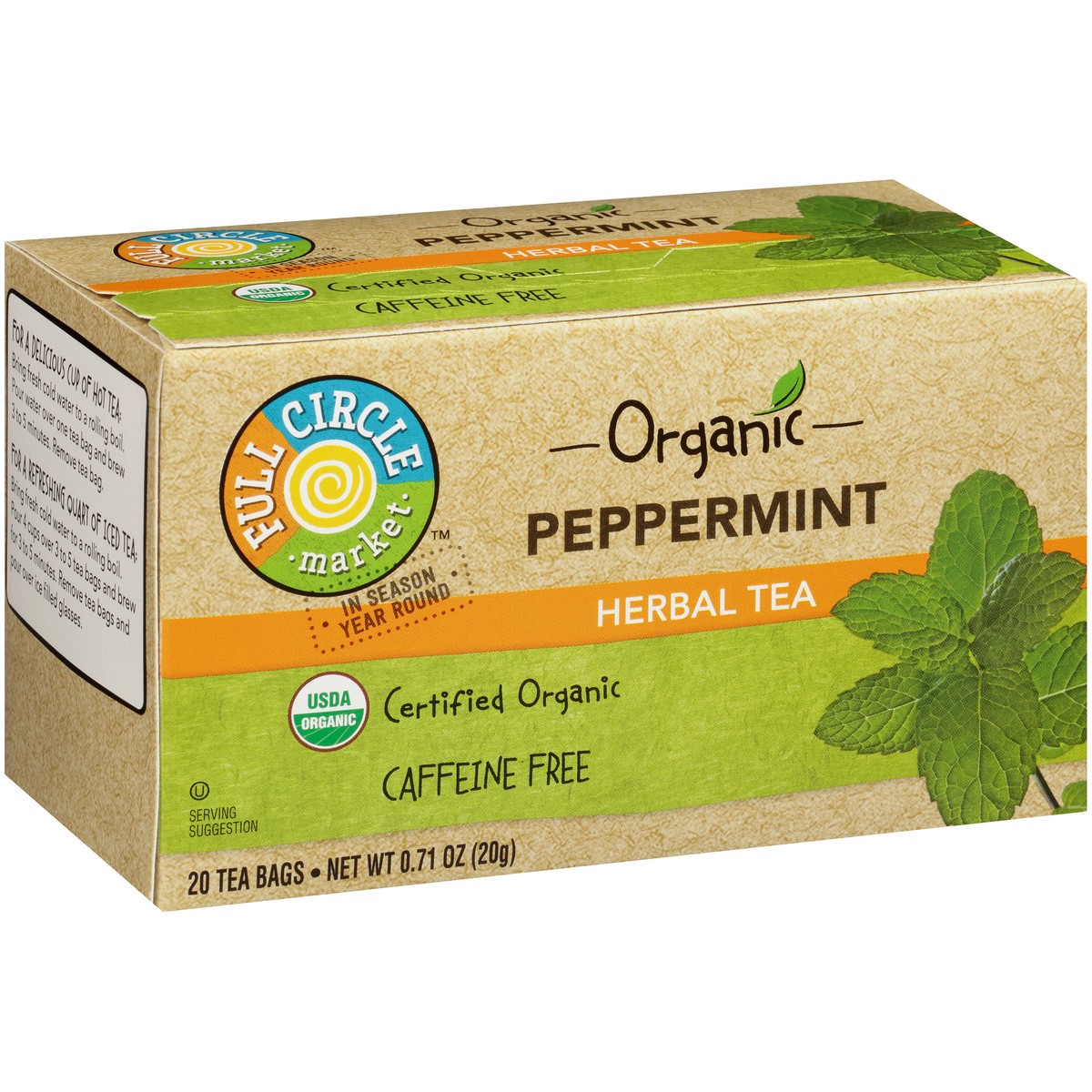 slide 9 of 9, Full Circle Market Caffeine Free Peppermint Herbal Tea - 0.71 oz, 20 ct