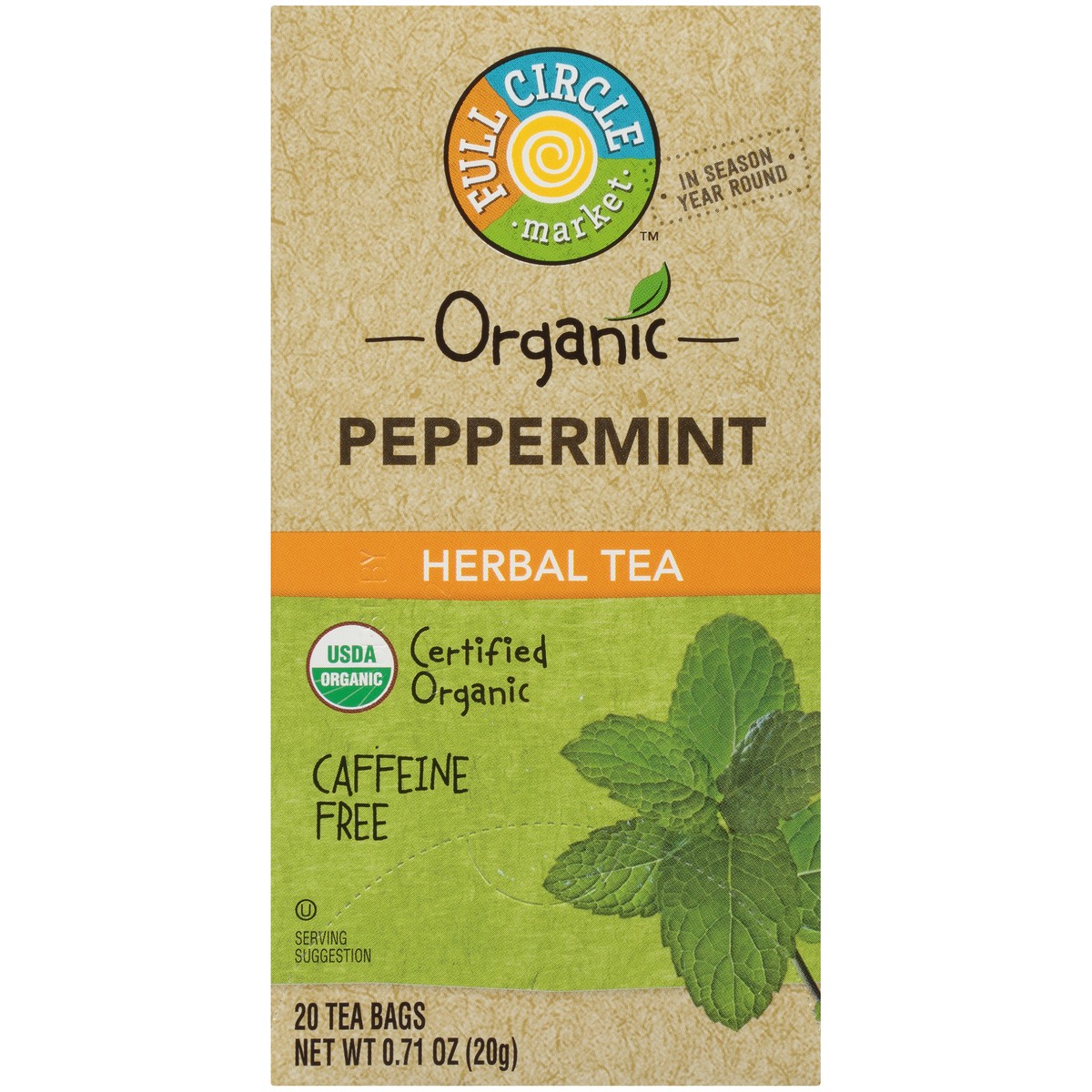 slide 3 of 9, Full Circle Market Caffeine Free Peppermint Herbal Tea - 0.71 oz, 20 ct