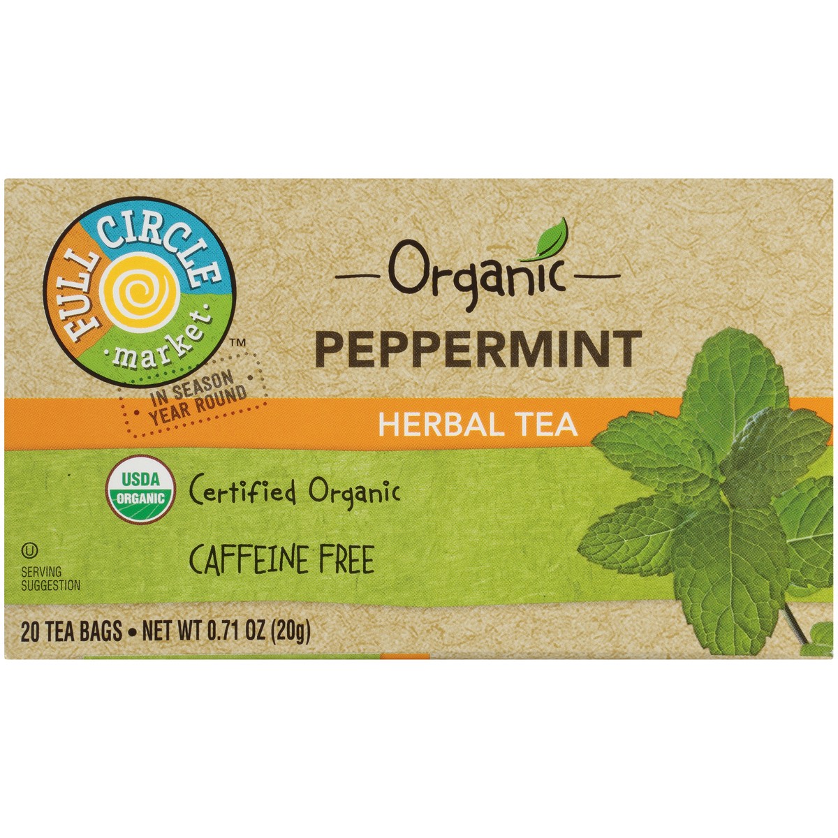 slide 6 of 9, Full Circle Market Caffeine Free Peppermint Herbal Tea - 0.71 oz, 20 ct