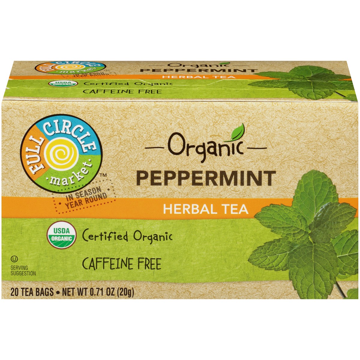 slide 1 of 9, Full Circle Market Caffeine Free Peppermint Herbal Tea - 0.71 oz, 20 ct