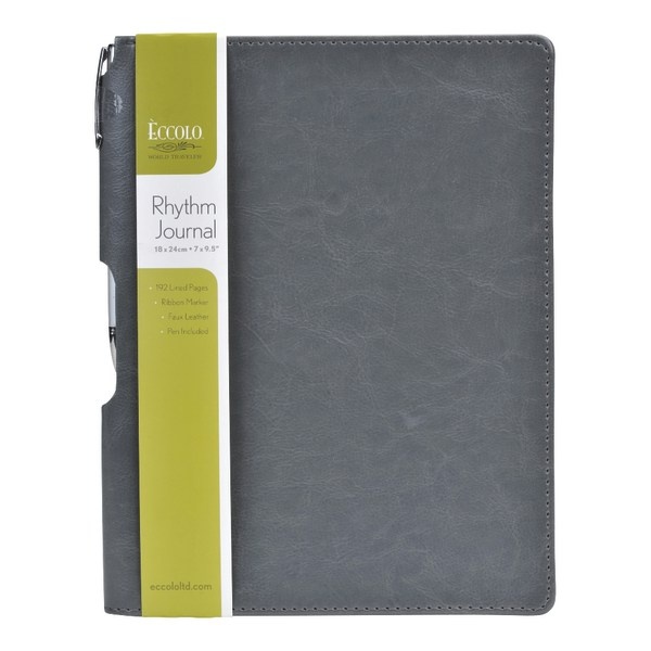 slide 1 of 1, Eccolo Rhythm Journal, Lined, 192 Pages, Gray, 1 ct