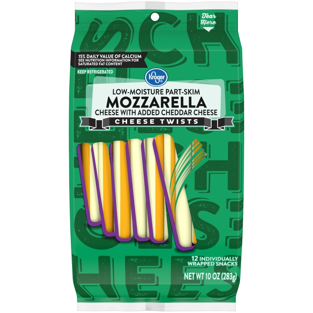 slide 1 of 1, Kroger Mozzarella Twists String Cheese, 10 oz