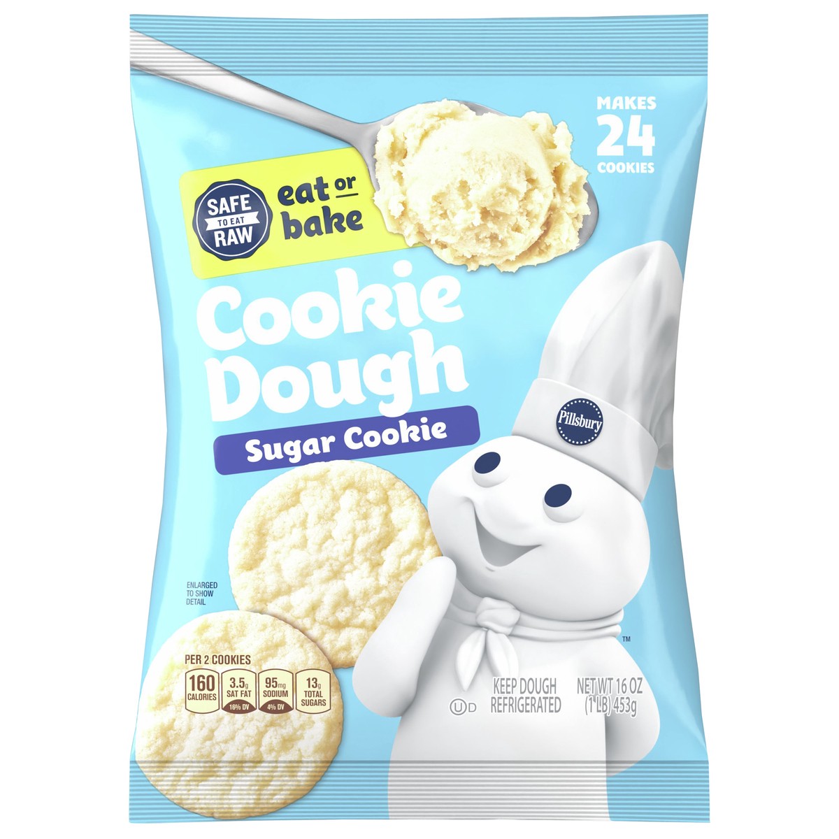 slide 1 of 1, Pillsbury Eat or Bake Refrigerated Sugar Cookie Dough, Makes 24 Cookies, Easter Cookies, 16 oz, 16 oz