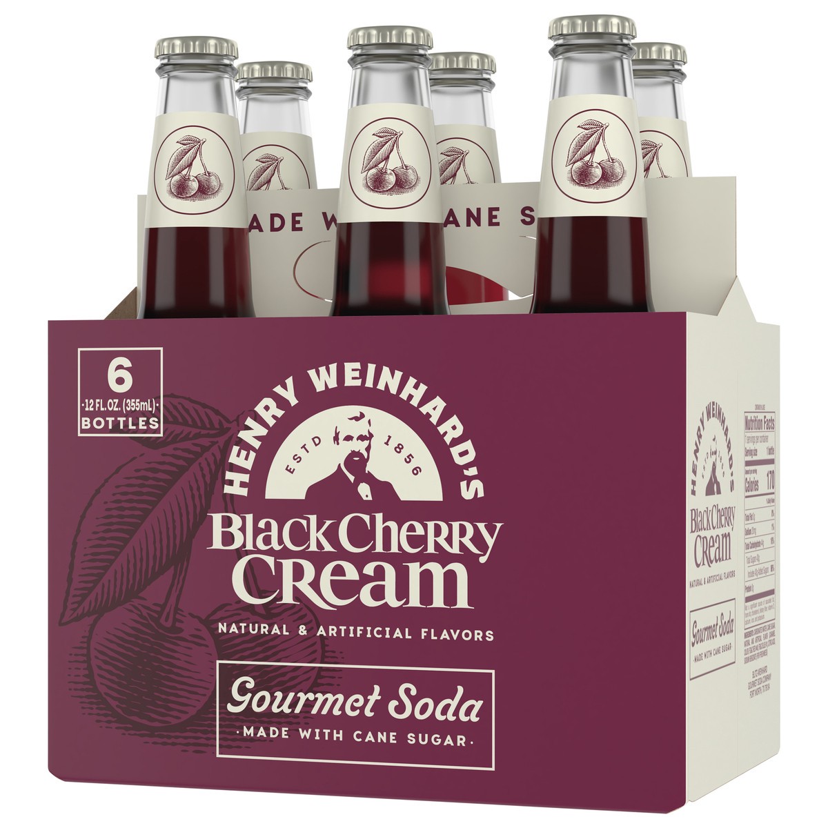 slide 5 of 9, Henry Weinhard's Black Cherry Cream Soda, 6 Pack, 12 fl. oz. Bottles, 12 fl oz