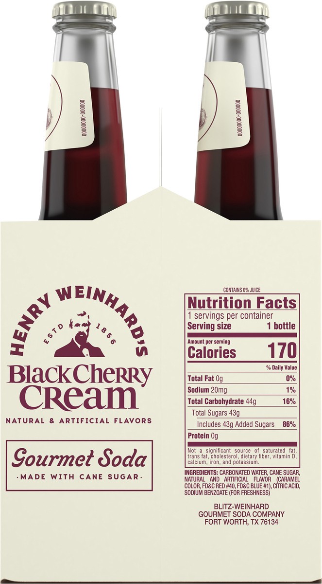 slide 2 of 9, Henry Weinhard's Black Cherry Cream Soda, 6 Pack, 12 fl. oz. Bottles, 12 fl oz