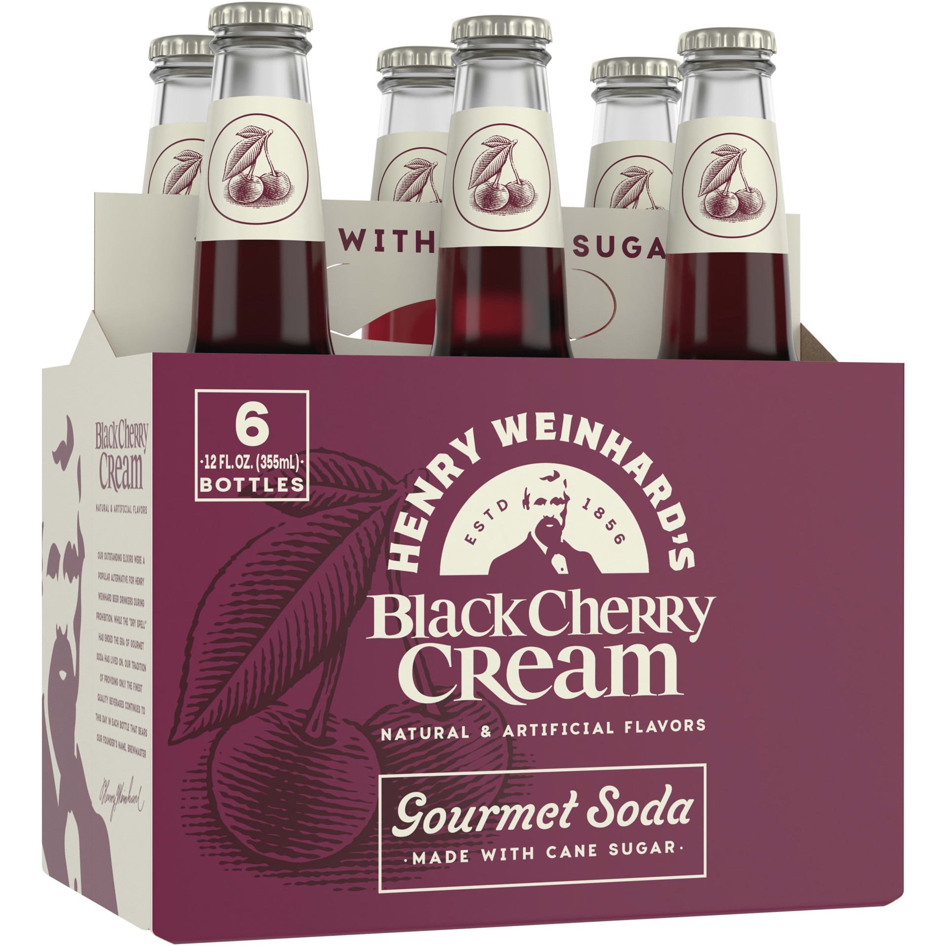slide 1 of 9, Henry Weinhard's Black Cherry Cream Soda, 6 Pack, 12 fl. oz. Bottles, 12 fl oz