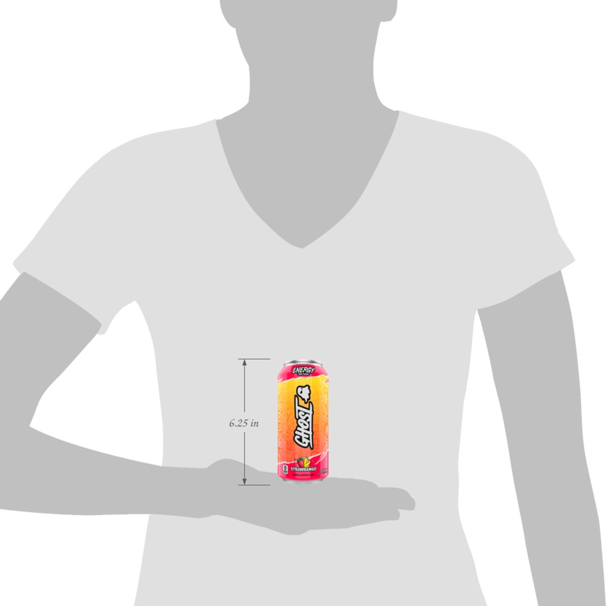 slide 12 of 12, Ghost Zero Sugar Energy Drink, Strawbango, 16 fl oz can, 16 fl oz