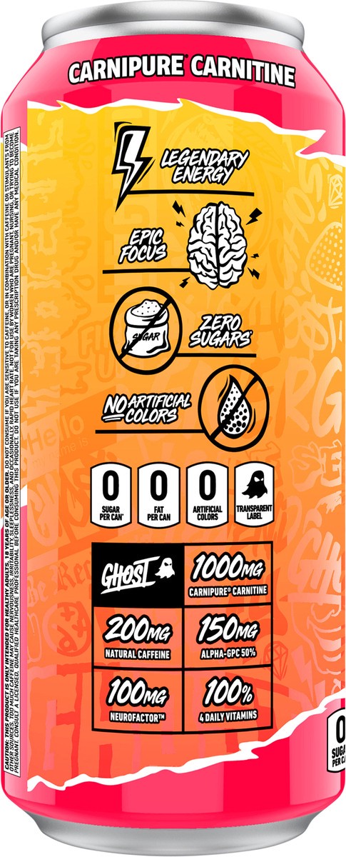 slide 4 of 12, Ghost Zero Sugar Energy Drink, Strawbango, 16 fl oz can, 16 fl oz