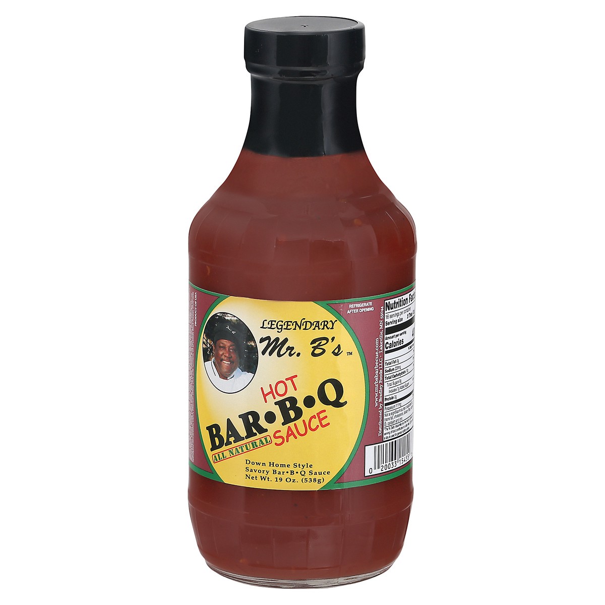 slide 9 of 9, Legendary Mr. B's All Natural Hot Bar-B-Q Sauce 19 oz Bottle, 19 oz