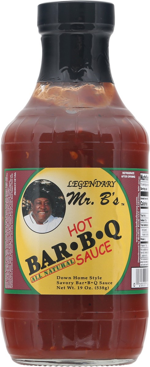 slide 7 of 9, Legendary Mr. B's All Natural Hot Bar-B-Q Sauce 19 oz Bottle, 19 oz