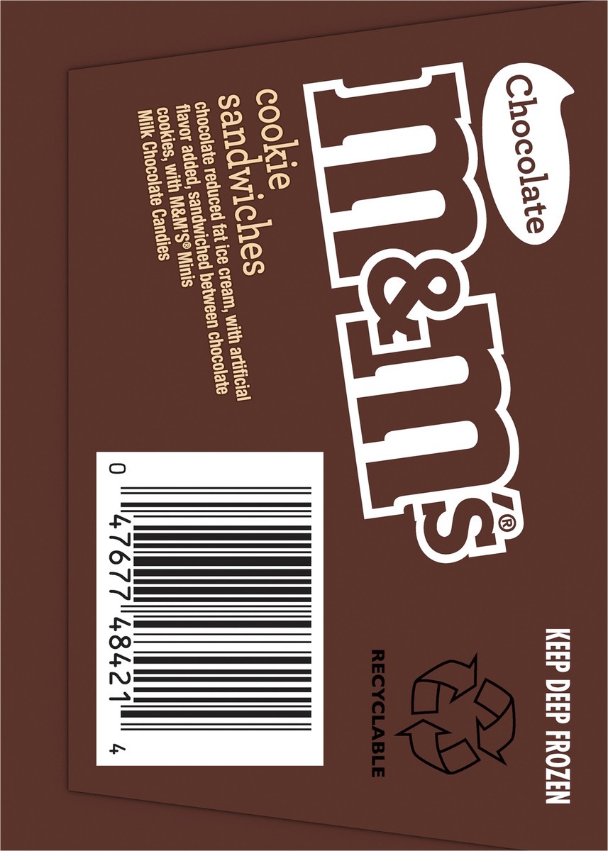 slide 12 of 12, M&M's Chocolate Ice Cream Cookie Sandwiches, 4 Ct Box, 16 fl oz