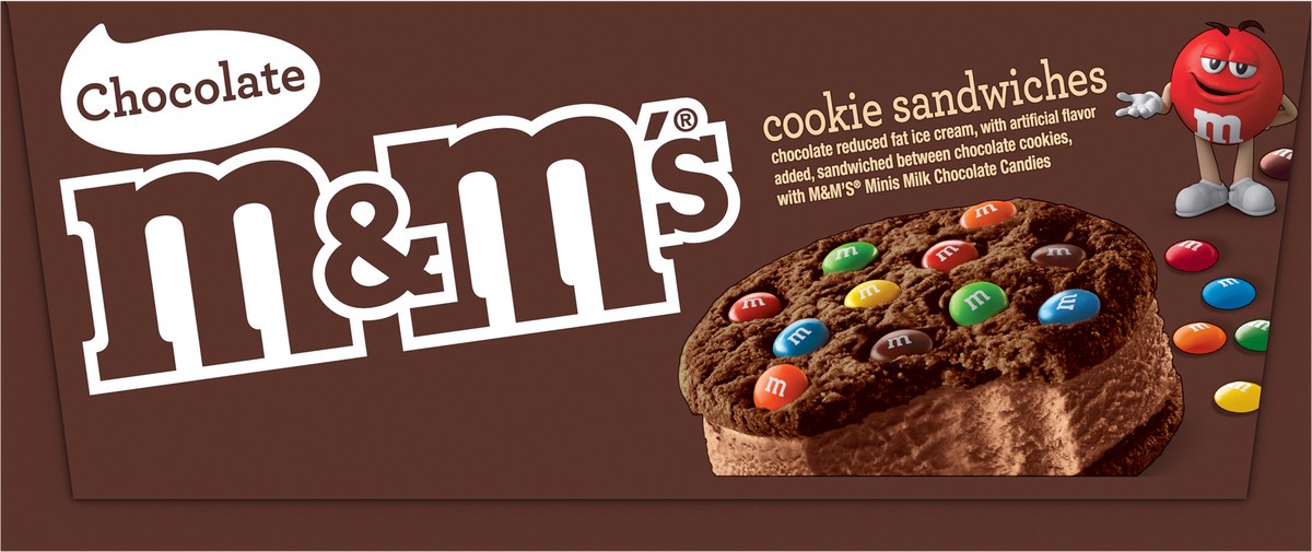 slide 2 of 12, M&M's Chocolate Ice Cream Cookie Sandwiches, 4 Ct Box, 16 fl oz