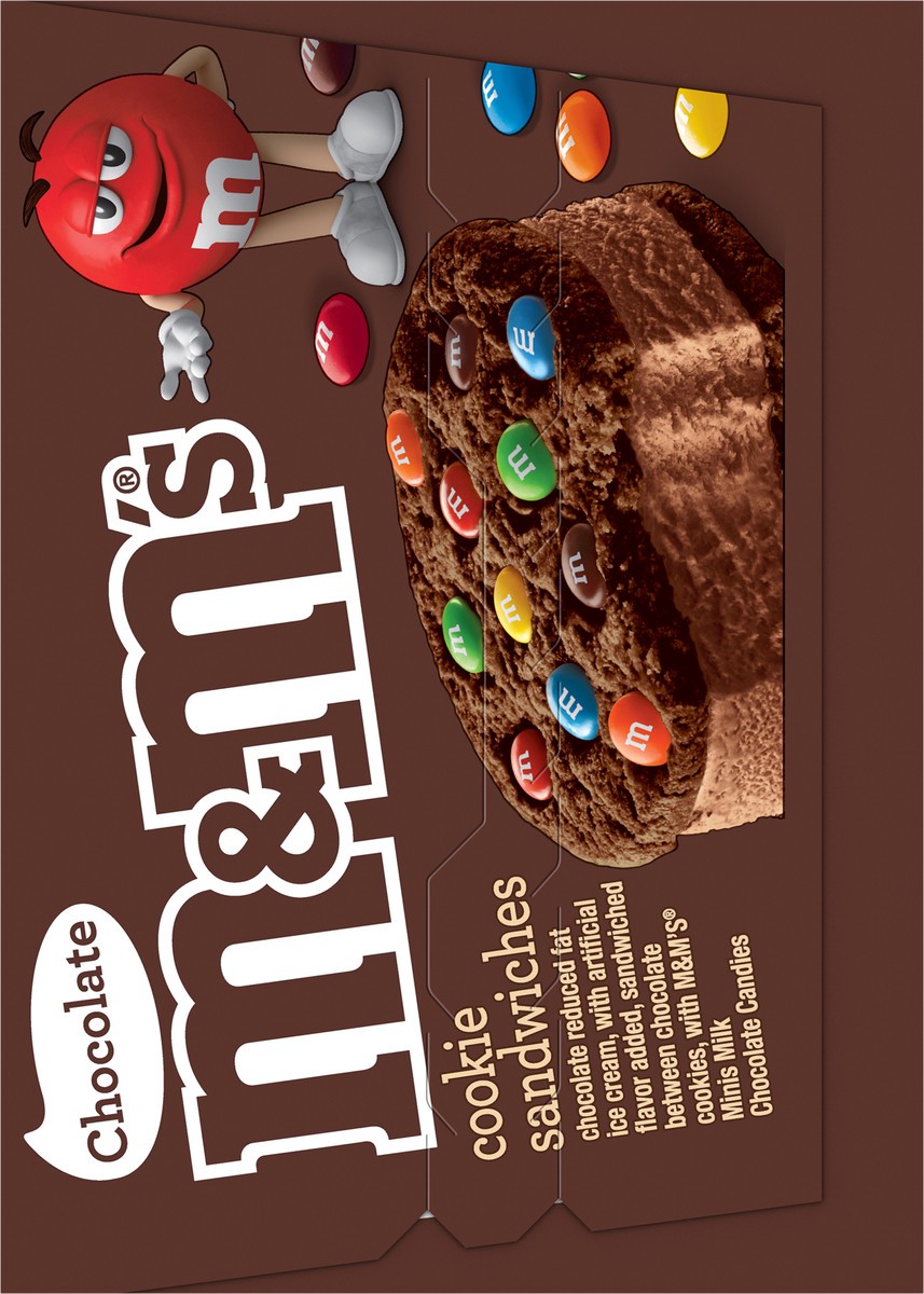 slide 5 of 12, M&M's Chocolate Ice Cream Cookie Sandwiches, 4 Ct Box, 16 fl oz