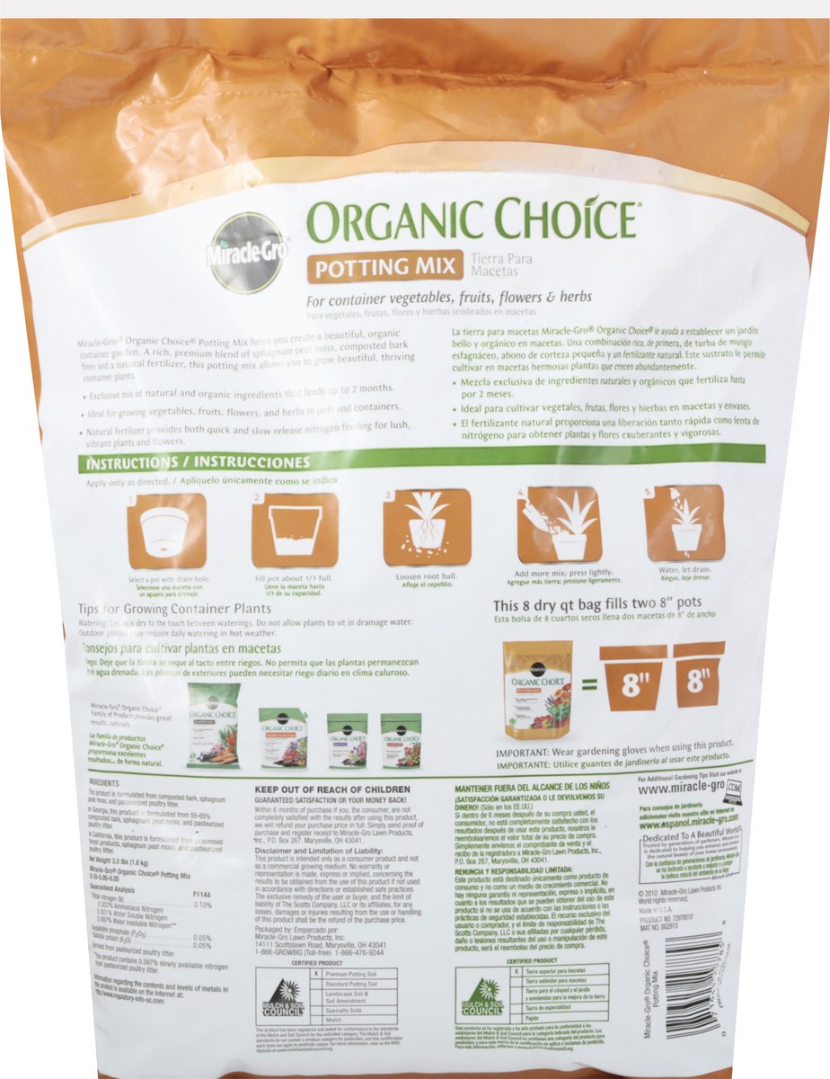 slide 4 of 12, Miracle-gro Organic Potting Mix - 8 QT, 8 qt