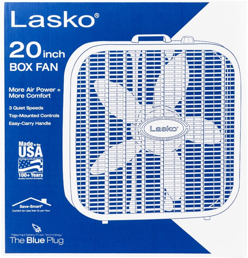 slide 1 of 1, Lasko 20-Inch Box Fan - White, 1 ct