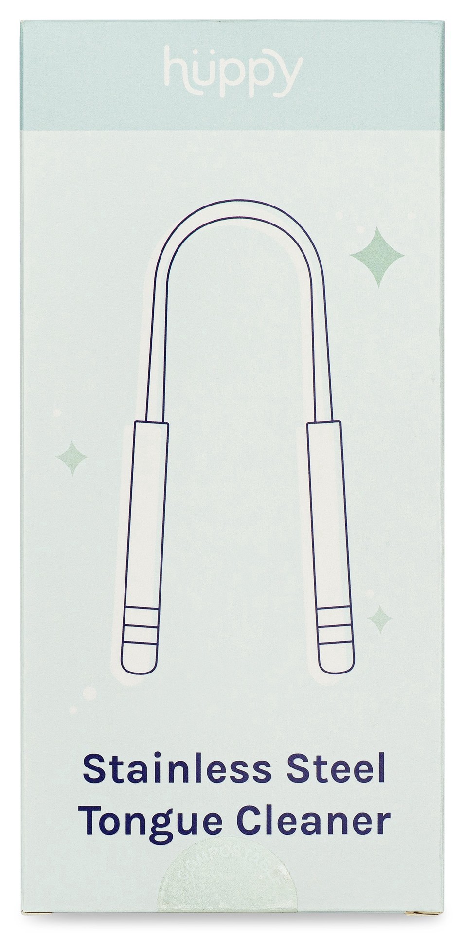 slide 1 of 1, Huppy Stainless Steel Tongue Cleaner, 1 ct