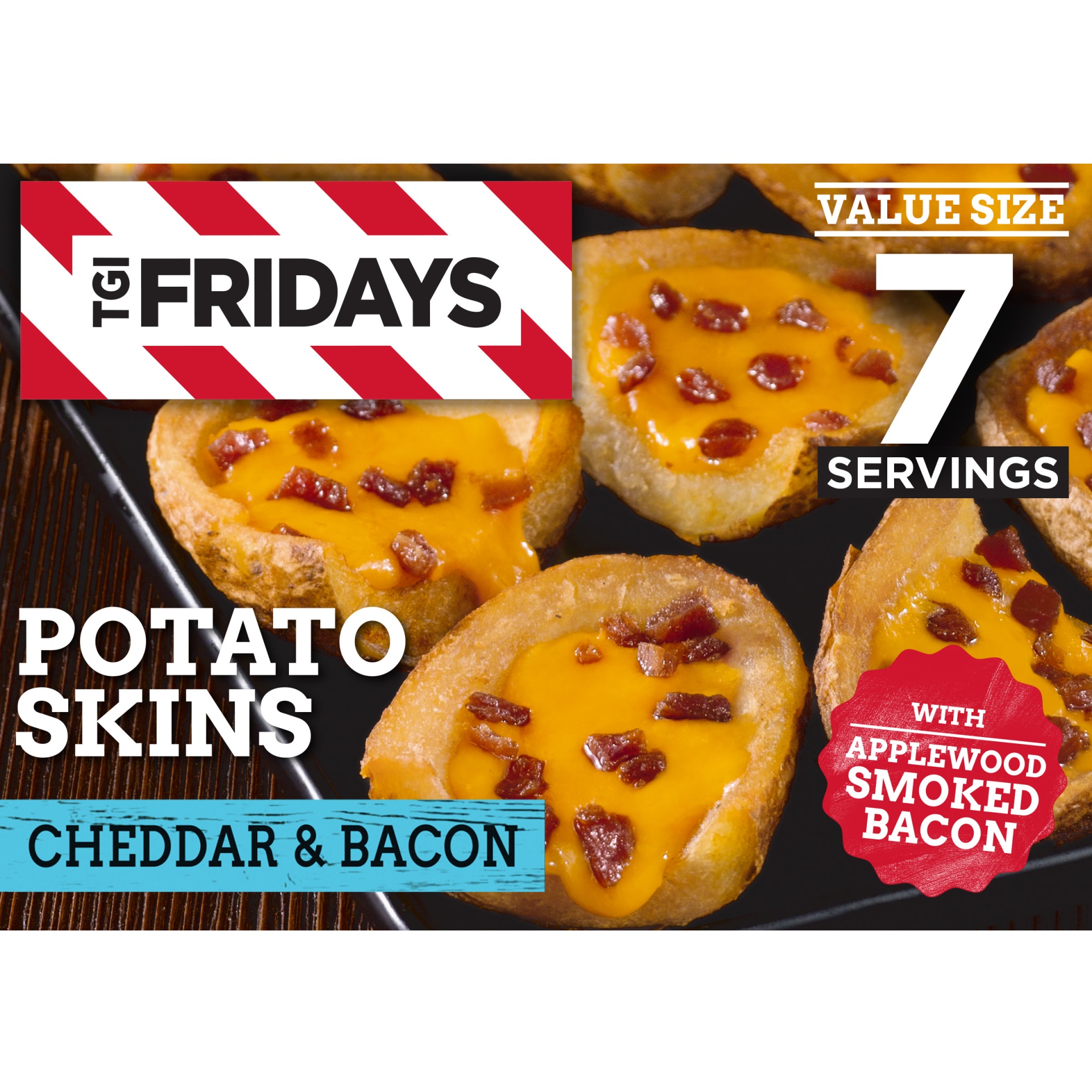 slide 1 of 1, TGI Fridays Frozen Appetizers Cheddar & Bacon Potato Skins Value Size, 22.8 oz