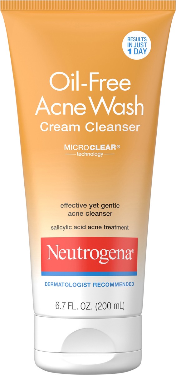 slide 8 of 10, Neutrogena Oil-Free Acne Face Wash Cream Cleanser - 6.7 fl oz, 6.70 fl oz