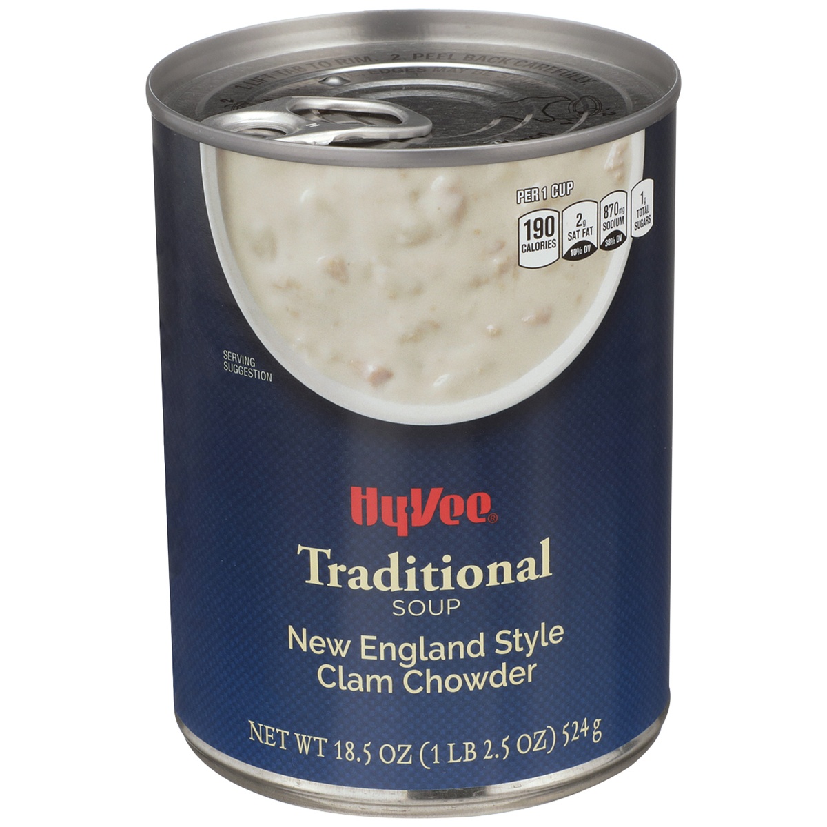 slide 1 of 1, Hy-vee New England Style Clam Chowder Traditional Soup, 18.5 oz