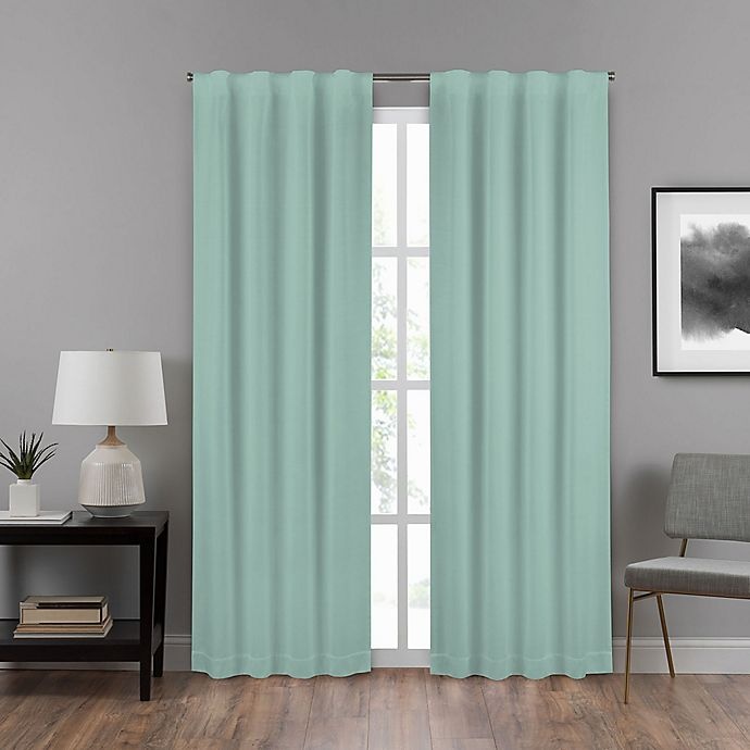 slide 1 of 7, Eclipse Summit Rod Pocket 100% Blackout Window Curtain Panel - Aqua, 84 in