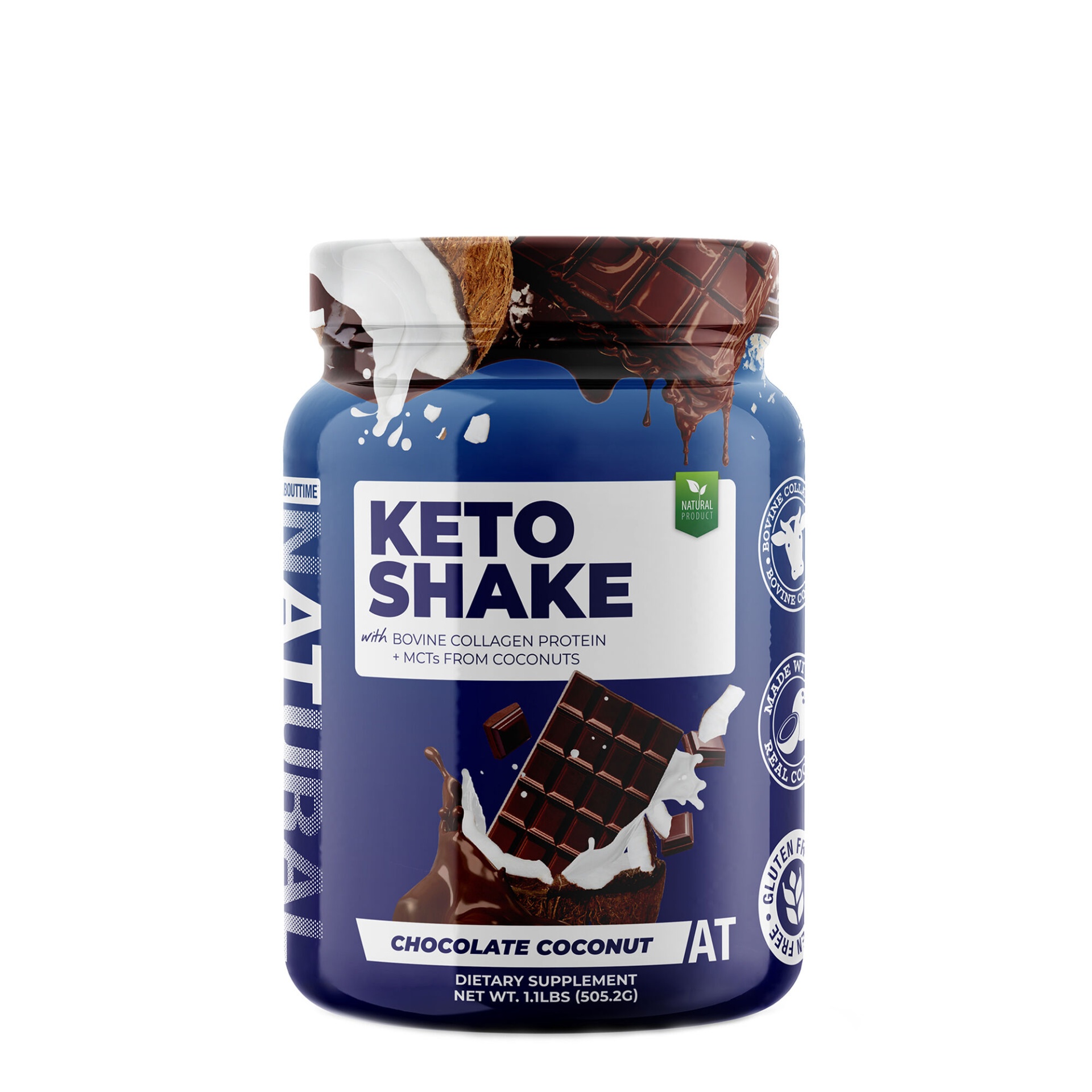 slide 1 of 1, About Time Keto Shake - Chocolate Coconut, 1.08 lbs