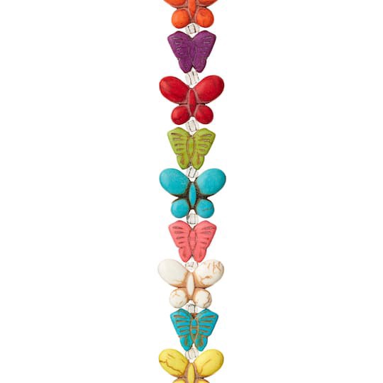 slide 1 of 3, Multicolor Reconstituted Dyed Stone Butterfly Beads, 12mm By Bead Landing, 12mm