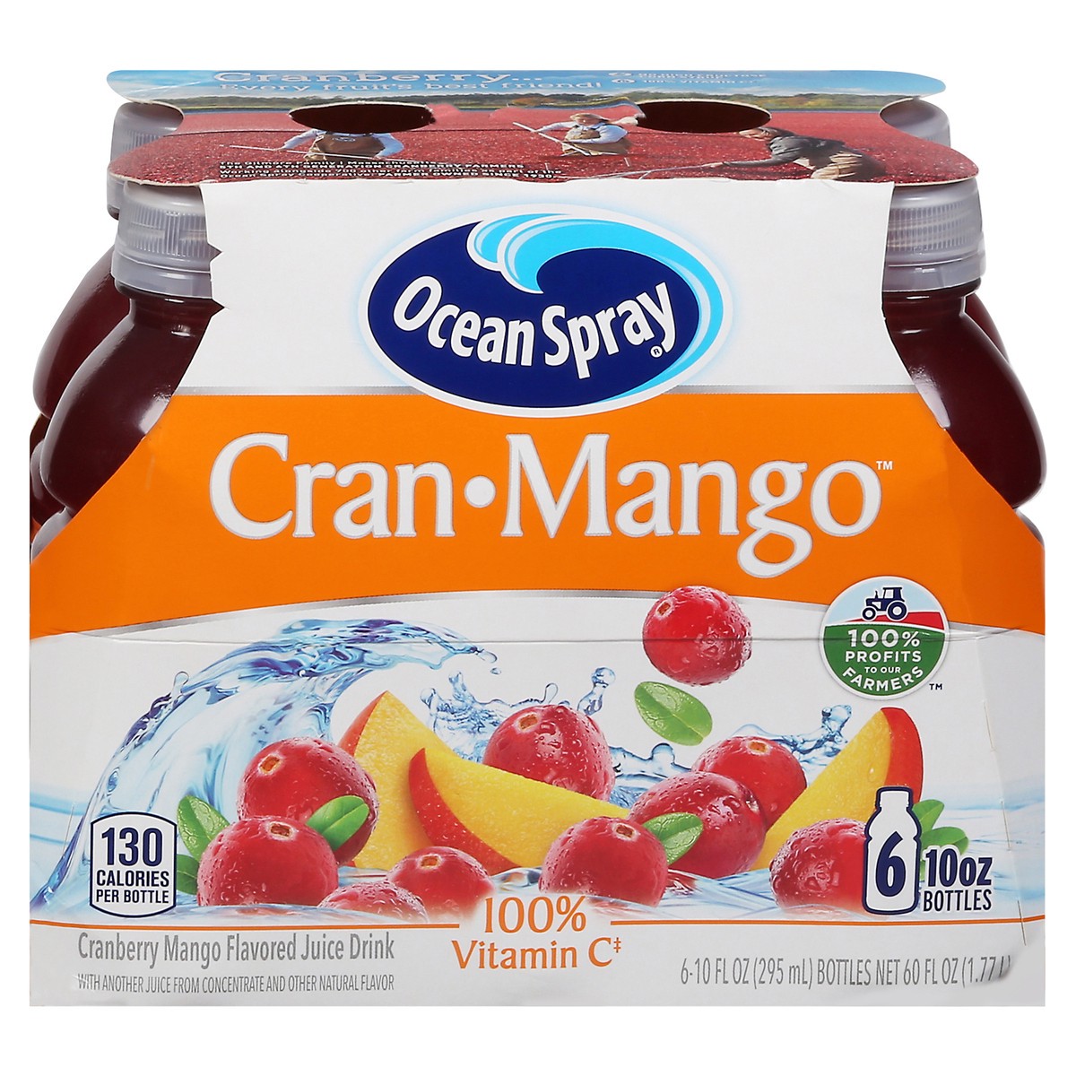 slide 1 of 12, Ocean Spray Cran-Mango™ Cranberry Mango Juice Drinks- 60 fl oz, 6 ct; 10 fl oz
