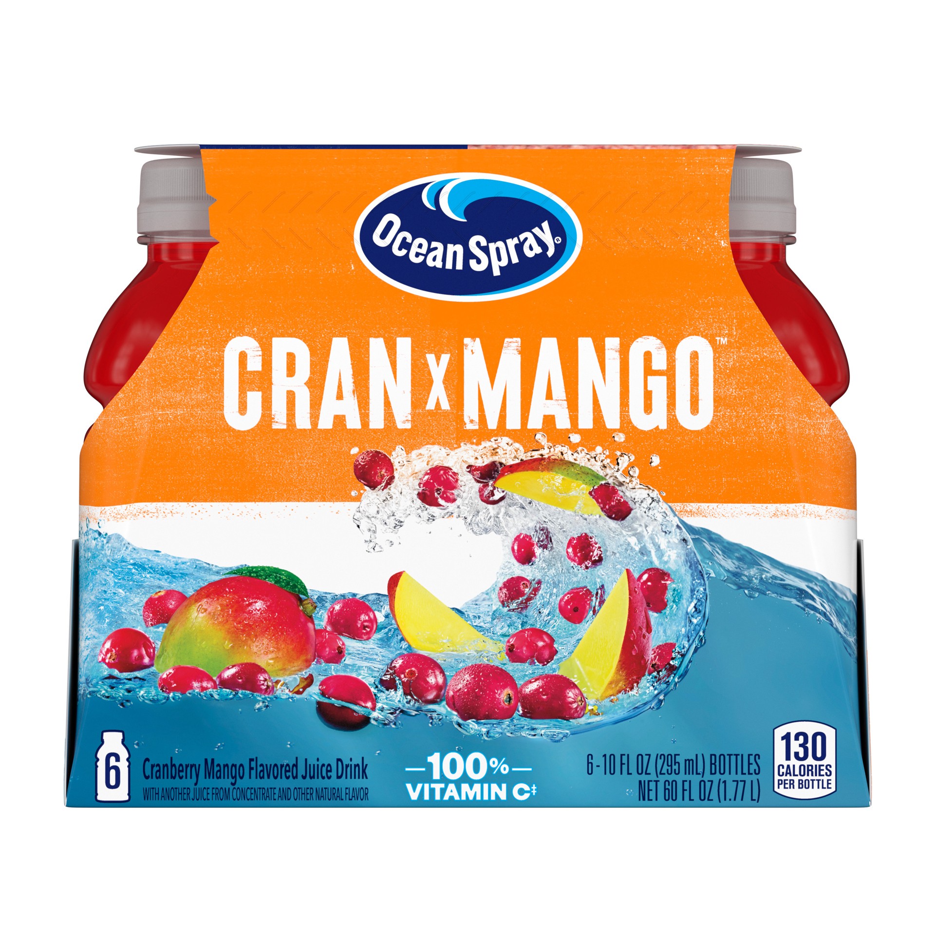 slide 1 of 12, Ocean Spray Cran-Mango™ Cranberry Mango Juice Drinks, 10 Fl Oz Bottles, 6 Count, 60 fl oz