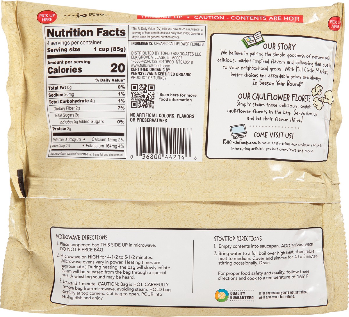 slide 10 of 11, Full Circle Market Organic Cauliflower Florets 12 oz, 12 oz