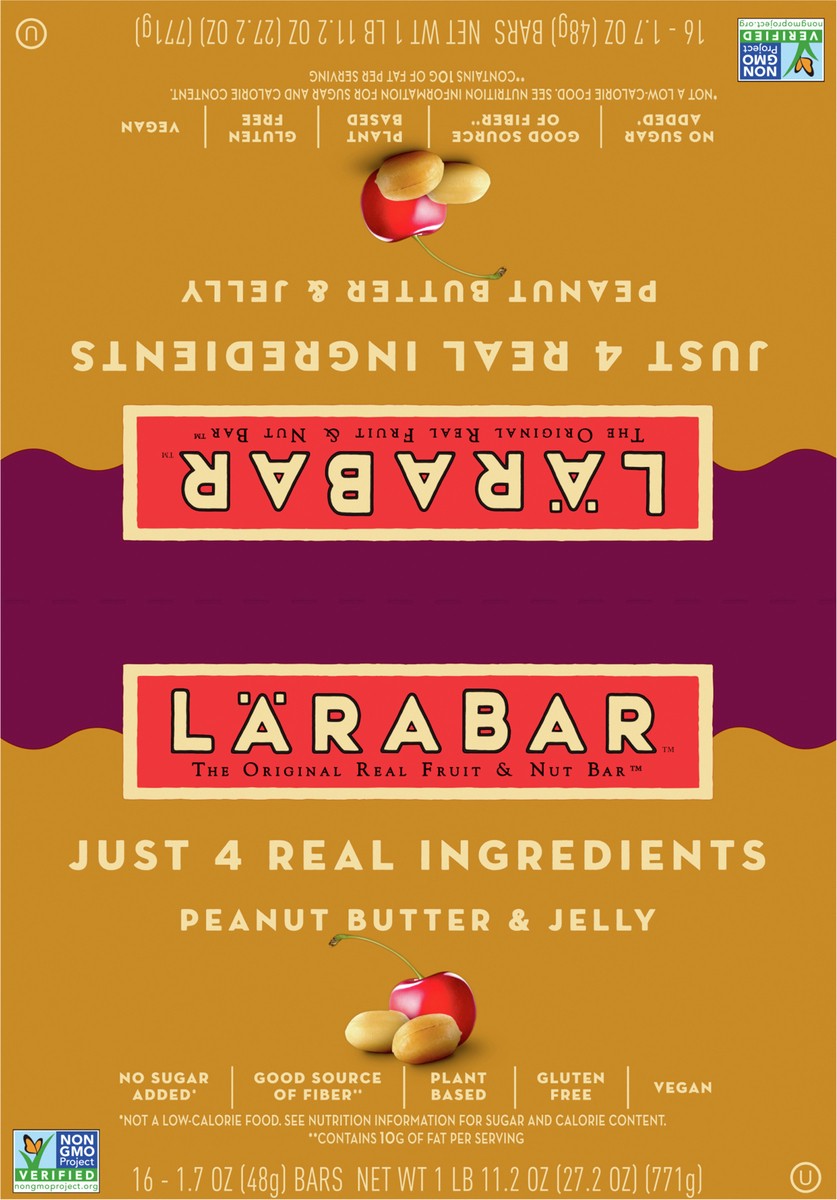 slide 12 of 14, LÄRABAR Peanut Butter and Jelly, Gluten Free Vegan Fruit & Nut Bars, 16 ct, 16 ct