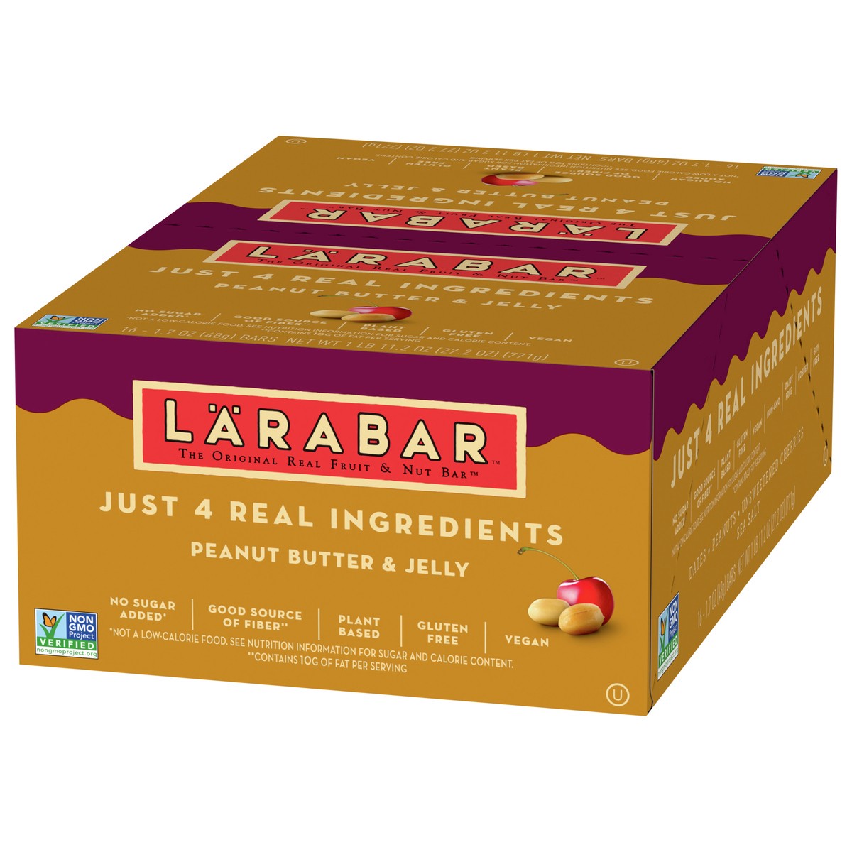 slide 6 of 14, LÄRABAR Peanut Butter and Jelly, Gluten Free Vegan Fruit & Nut Bars, 16 ct, 16 ct