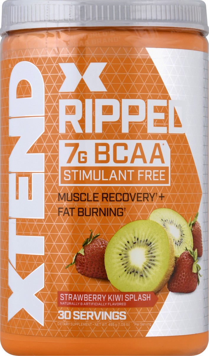 slide 7 of 9, XTEND, Xtend Ripped, BCAAs, Strawberry Kiwi, Thermogenic, Recovery, 16.50 g