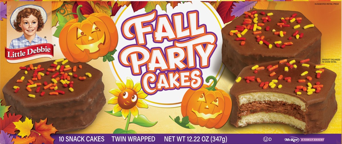 slide 9 of 11, Little Debbie Snack Cakes, Little Debbie Family Pack Fall Party Cakes (chocolate), 10 ct