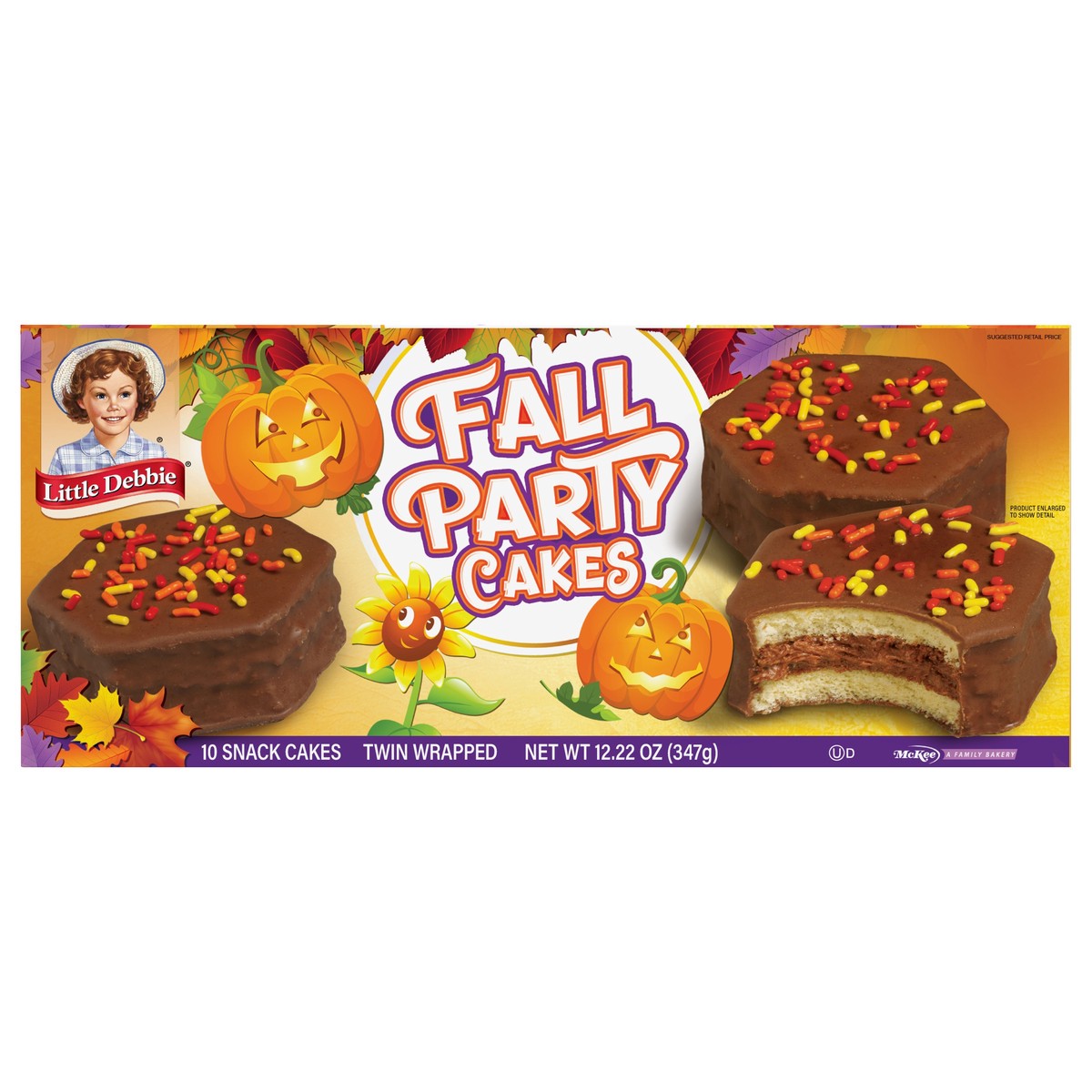 slide 1 of 11, Little Debbie Snack Cakes, Little Debbie Family Pack Fall Party Cakes (chocolate), 10 ct