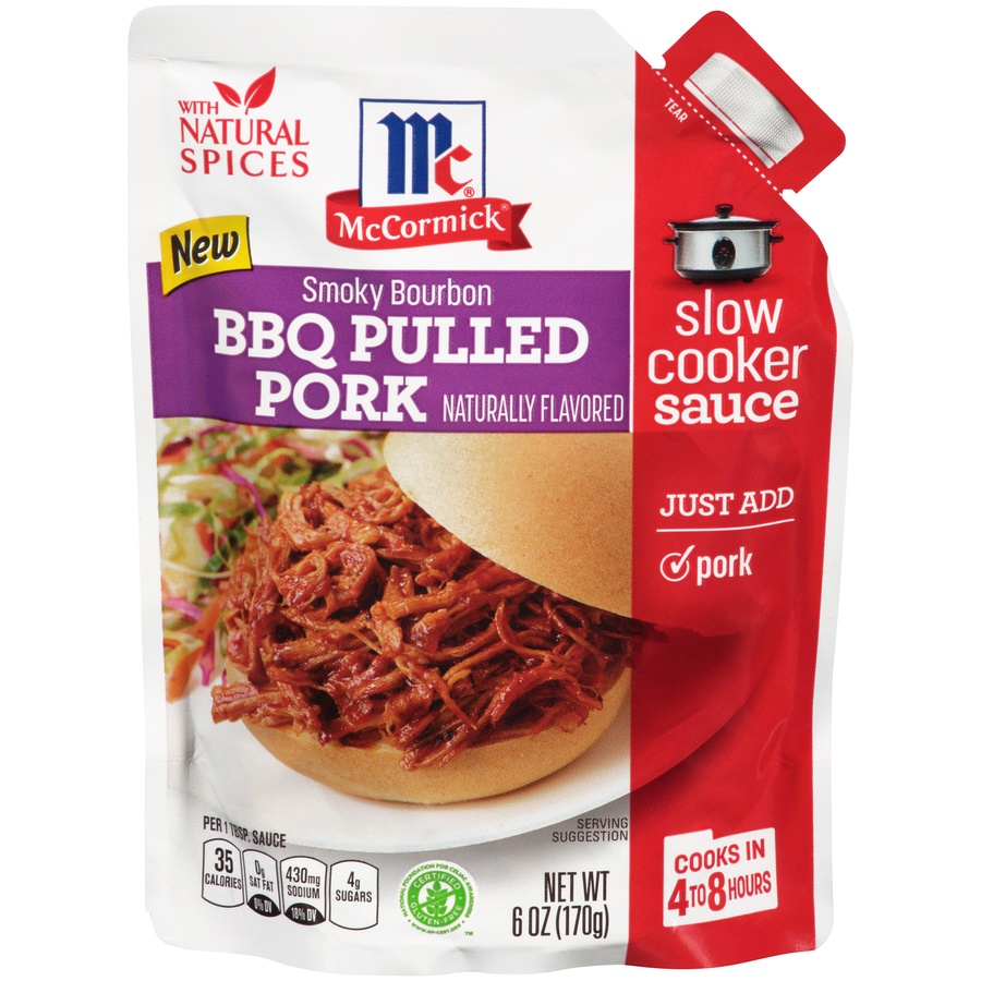 slide 1 of 6, McCormick Slow Cookers Smoky Bourbon BBQ Pulled Pork Seasoning Mix, 6 oz