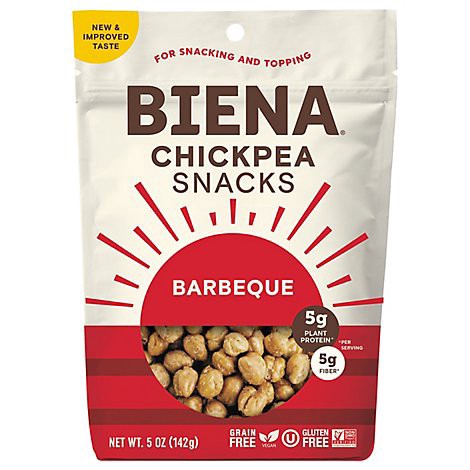 slide 1 of 1, Biena Chickpea Roasted Bbq - 5 Oz, 5 oz