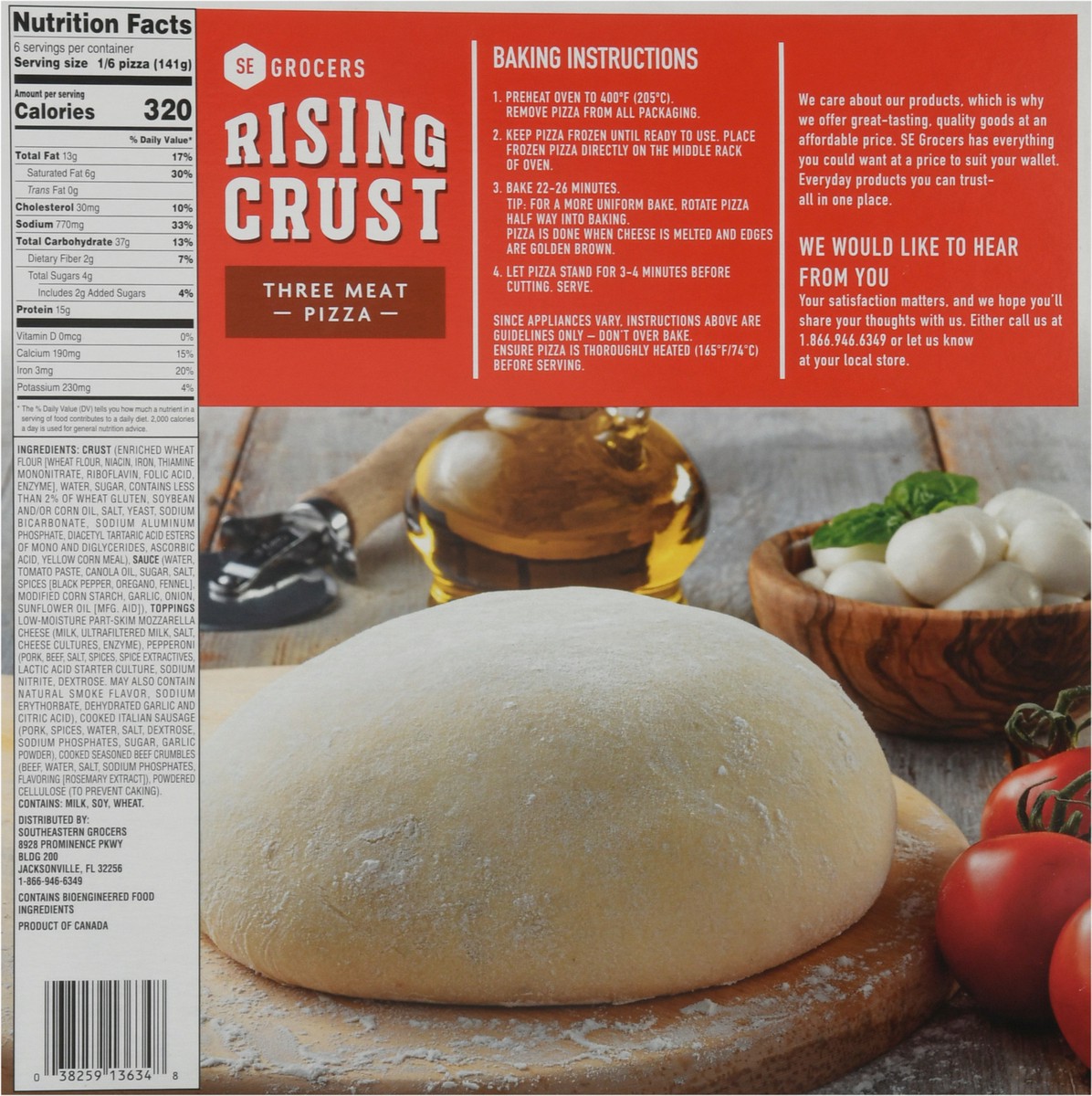 slide 11 of 14, Se Grocers Rsng Crst 3Meat Pza, 29.8 oz